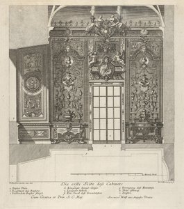 瓷器室的第一面墙，出自：《Fürstlicher Baumeister Oder：建筑......，1711年。 作者 保罗·德克尔