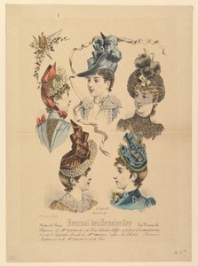 女士帽子，第4671号，来自《Demiselles杂志》，1888年4月1日。 作者 保罗·德弗内维尔