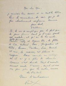 致曼·雷 (Man Ray) 的信，关于“Facile”的成就 作者 保罗·艾吕雅