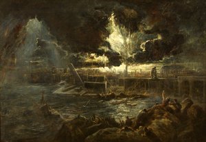 庞贝城的毁灭，约1835年（布面油画） 作者 Paul Falconer Poole
