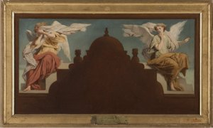 圣埃蒂安-杜蒙特教堂草图：1874 年，Deux anges assis（布面油画） 作者 保罗·费利克斯·格里（Paul Felix Guerie）