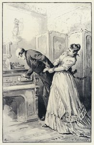 安娜卡列尼娜的插图：卡列尼娜占有他妻子的信件（石版画） 作者 保罗·弗伦岑尼