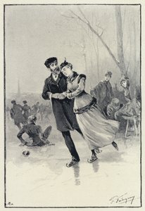 Illustration for Anna Karenina: Levin and Kitty on the ice (litho) 作者 保罗·弗伦岑尼