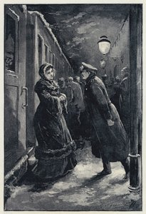 Illustration for Anna Karenina: Vronsky encounters Anna at the station (litho) 作者 保罗·弗伦岑尼