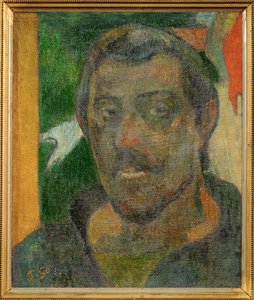 Autoportrait avec Ondine - 与昂丁的自画像（布面油画） 作者 Paul Gauguin