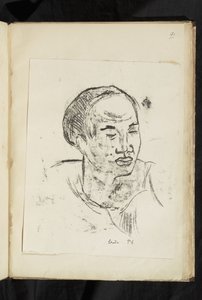 之前和之后 - Marquesan 女人的头 作者 保罗·高更