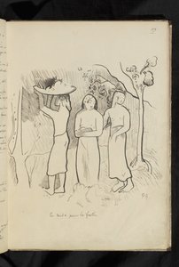 Avant et après - drawing "En route pour le festin" 作者 保罗·高更