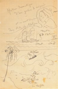 从为年轻的雅克·布斯凯特（Jacques Bousquet），蓬·阿文（Pont-Aven）或勒·波尔杜（Le Pouldu）制作的画册中提取的图画，1889-90年 作者 保罗·高更