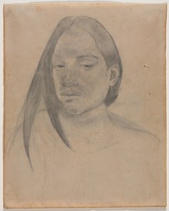1891年，一名大溪地女子头。 作者 保罗·高更