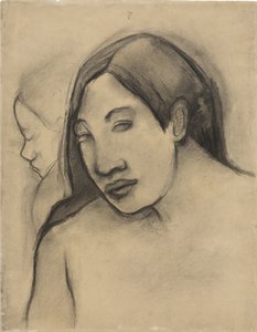 大溪地妇女元首，正面和侧面视图，1891-93年 作者 保罗·高更