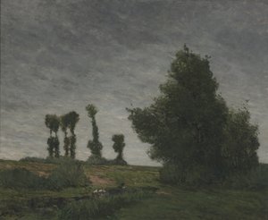有白杨树的风景（布面油画） 作者 保罗·高更
