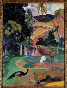 Matamoe 或景观与孔雀景观在大溪地。 保罗·高更 (1848-1903) 的绘画 作者 保罗·高更