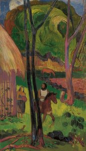 小屋前的骑兵（骑士的情况下）。 1902年 作者 保罗·高更