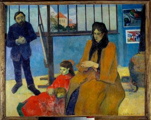 Schuffenecker 的工作室或 Schuffenecker 家族。 Emile Scuffenecker (1851-1934)、他的妻子 Louise Lancon 和他们的孩子 Jeanne 和 Paul 的肖像。 保罗·高更 (1848-1903) 的绘画 作者 保罗·高更