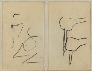潦草的字迹；两个形状 [背面] 作者 保罗·高更