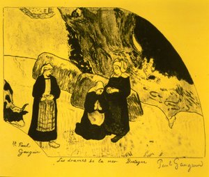 海的戏剧，布列塔尼，来自沃尔皮尼组曲：Dessins lithographiques, 1889., 1889. 作者 保罗·高更