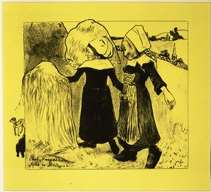 布列塔尼的欢乐，来自沃尔皮尼组曲：Dessins lithographiques, 1889., 1889. 作者 保罗·高更