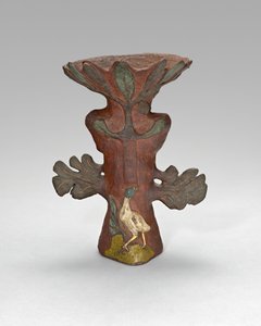 热带植物形式的花瓶，带有鸟和神灵，188788年。 作者 保罗·高更