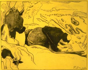 洗衣女工，来自沃尔皮尼组曲：Dessins lithographiques, 1889., 1889. 作者 保罗·高更