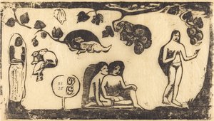 妇女、动物和树叶 Femmes, animaux et feuillages, in or after 1895. 作者 保罗·高更