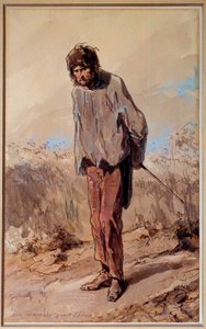 糟糕的15分钟 一个罪犯上了绞刑架。保罗-加瓦尼（1804-1866）的水彩画和水粉画。 作者 保罗·加瓦尔尼