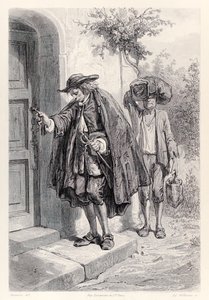 格列佛下午三点到家，从乔纳森斯威夫特的法国版Gullivers Travels进入房子 作者 保罗·加瓦尔尼
