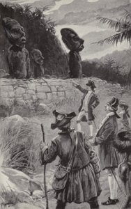 Examining the statues on Easter Island (litho) 作者 保罗·哈迪