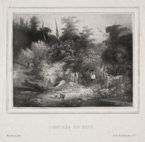 风景：森林的入口，1829年。 作者 保罗·休特