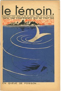 彩色讽刺杂志《Temoin》的封面，1935年4月21日（石版画）。 作者 保罗·伊里贝（Paul Iribe）