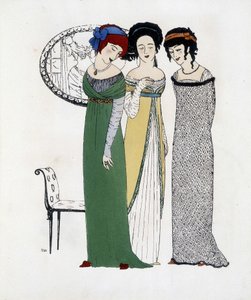Paul Poiret的创作，来自 "Les Dresses de Paul Poiret"，由Paul Iribe绘图。1908 作者 保罗·伊里贝（Paul Iribe）