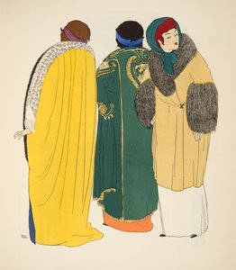 保罗Poiret酒吧礼服的三件外套。 1908年（模版印刷）