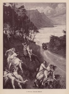 Satyrs and nymphs frightened by a motor car (engraving) 作者 保罗·吉恩·盖维斯