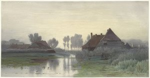 在晨雾中的农舍。 1838-1903