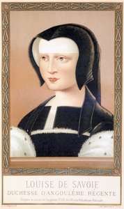 路易丝·德·萨瓦 (1476-1531)、昂古莱姆公爵夫人和法国摄政王的肖像。 来自 Paul Lacroix 编着的“Louis XII and Anne de Bretagne”的色谱法。 乔治·赫特雷尔