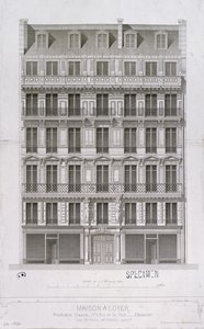 设计为巴黎rue de la Paix的奥斯曼风格的公寓楼，1860年 作者 保罗·梅纳德