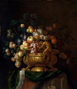 有花瓶和手榴弹的静物画。 Paul Pillement 的绘画，十七世纪。 鲁昂，美术博物馆。 作者 保罗皮门特