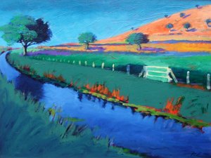 River Teme（船上的丙烯酸） 作者 保罗·鲍伊斯