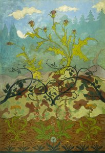 蓟和毛地黄属植物；蓟和狐狸，1899年 作者 保罗·埃利·兰森
