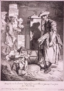 带着雨伞的女人，伦敦的哭声，1760年 作者 保罗·桑德比