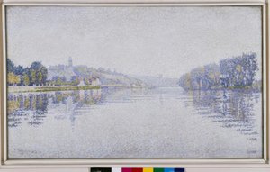 河边。塞纳河有Herblay 作者 Paul Signac