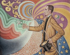 作品 217。在背景珐琅的衬托下，节拍和角度、色调和色块富有节奏感，费利克斯-费农 1890 年肖像（布面油画） 作者 保罗·西尼亚克