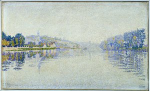 河滨，塞纳河和赫布雷画作 Paul Signac (1863-1935) 1889 年 0,33x0,55 m 巴黎，奥赛博物馆 作者 保罗·西尼亚克