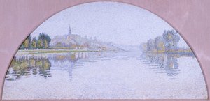 赫布莱的塞纳河（绢上油画） 作者 Paul Signac