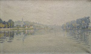 观察塞纳河在赫布莱，1889年 作者 保罗·西尼亚克