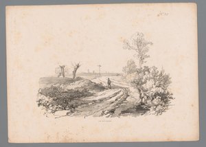 乡村道路上手持拐杖的人物风景画
保卢斯-劳特斯的风景研究（系列名称）
保卢斯-劳特斯的 40 幅风景研究新作（系列名称） 作者 F. Tessaro (uitgever)