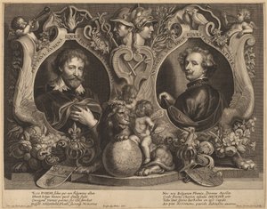 鲁本斯和凡-戴克的双人画像 作者 Paulus Pontius，继安东尼·范戴克爵士和伊拉斯谟·奎利努斯二世之后