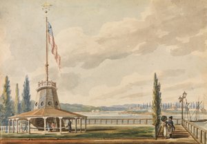 旅行者对纽约的第一印象--炮台和旗杆，1811-约1813。 作者 帕维尔·彼得罗维奇·斯维因