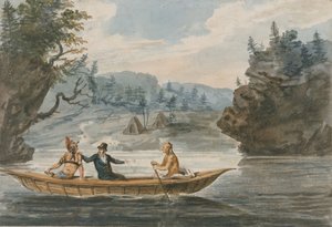 独木舟上的两个印第安人和一个白人，1811-约1813年。 作者 帕维尔·彼得罗维奇·斯维因