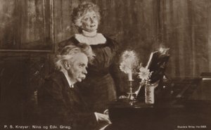 爱德华和妮娜格里格在钢琴上 作者 Peder Severin Krøyer