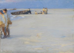 斯卡根北部海滩上的渔民。夏日傍晚 作者 Peder Severin Krøyer